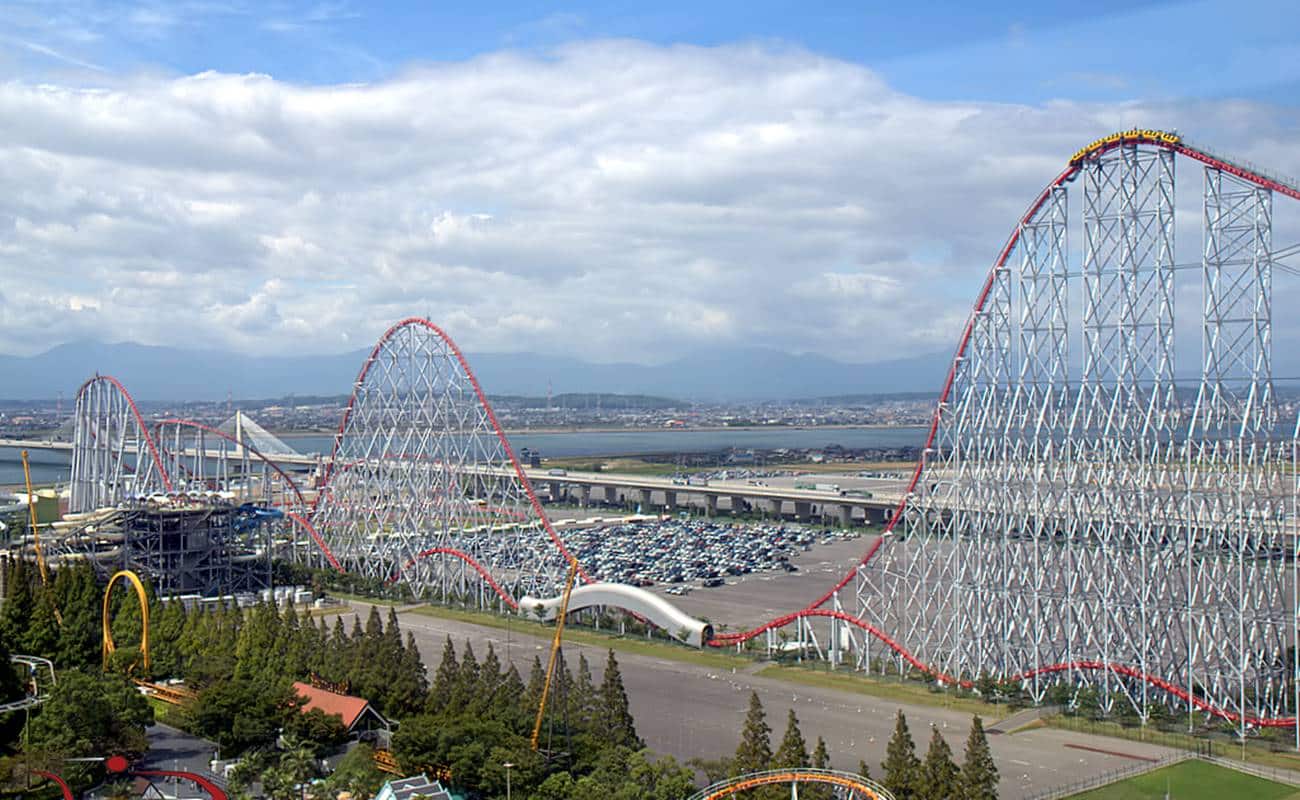 Самый большой парк. Steel Dragon 2000, Nagashima Spa Land. Стальной дракон. Нагасима (Япония) аттракцион. Япония.Нагашима . Американские горки. Аттракцион Steel Dragon 2000.